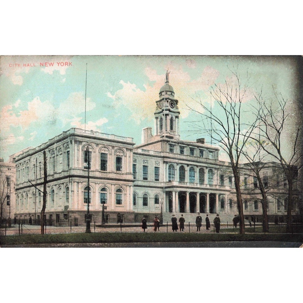 Vintage 1911 City Hall New York Postcard Postmarked 1c Franklin Stamp NYC VG - Picture 1 of 2